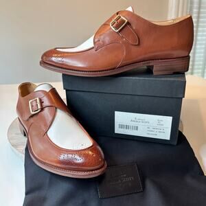 Office of Angela Scott Mr Georgie Monk Strap Oxford Cognac White 40 W US 10 NIB